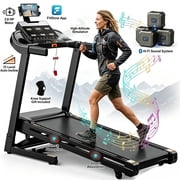 Foldable Electric Treadmill for Home, 3.8 HP Portable Treadmill with Incline for Running Exercise, 300 lb Capacity, App Controll, 15% Auto Incline