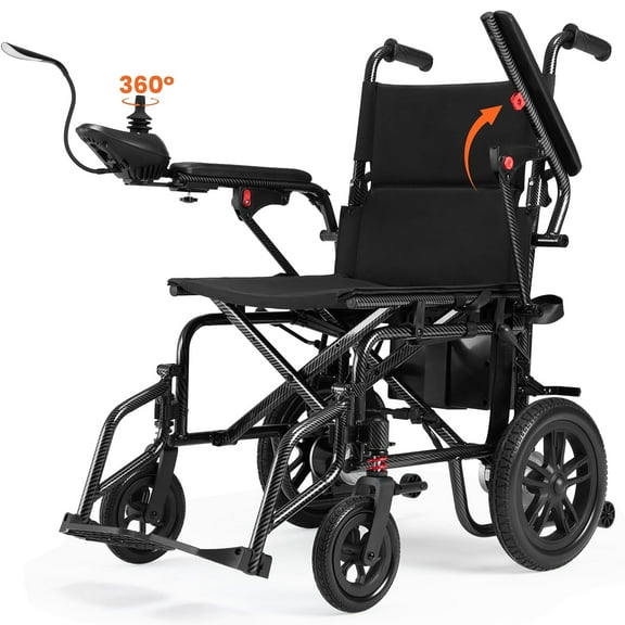 Foldable Electric Wheelchair, All Terrain Smart Motorized Wheelchair, Senior-Friendly Power Chair with 360° Joystick, 15  MilesLong-Range Mobility Scooter, Black