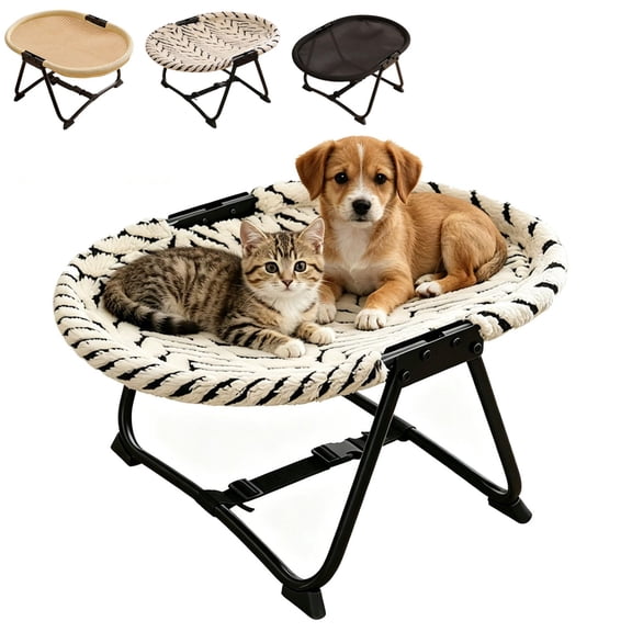 Foldable Elevated Cat Bed, Lightweight Hammock Cot, No-Assembly Mesh Pet Bed for Cats, Kittens & Small Dogs, Breathable Fabric for Indoor/Outdoor Comfort, Folds Flat(C)
