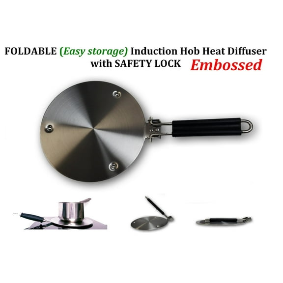 Foldable Embossed Induction Hob Heat Diffuser Stainless Steel, Gas Stovetop Heat Diffuser Ring Plate CookTop 8 inches or 11 inches