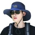 thumbnail image 1 of Foldable Embroidery Wide Brim Fishing Cap Panama Hat Sun Cap Bucket Hat NAVY BLUE, 1 of 8