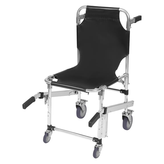 Foldable Emergency Stair Climbing Wheelchair, Black Patient Transfer Wheelchair with Safety Belts, Max 352.74 Lbs Load for Nursing Home