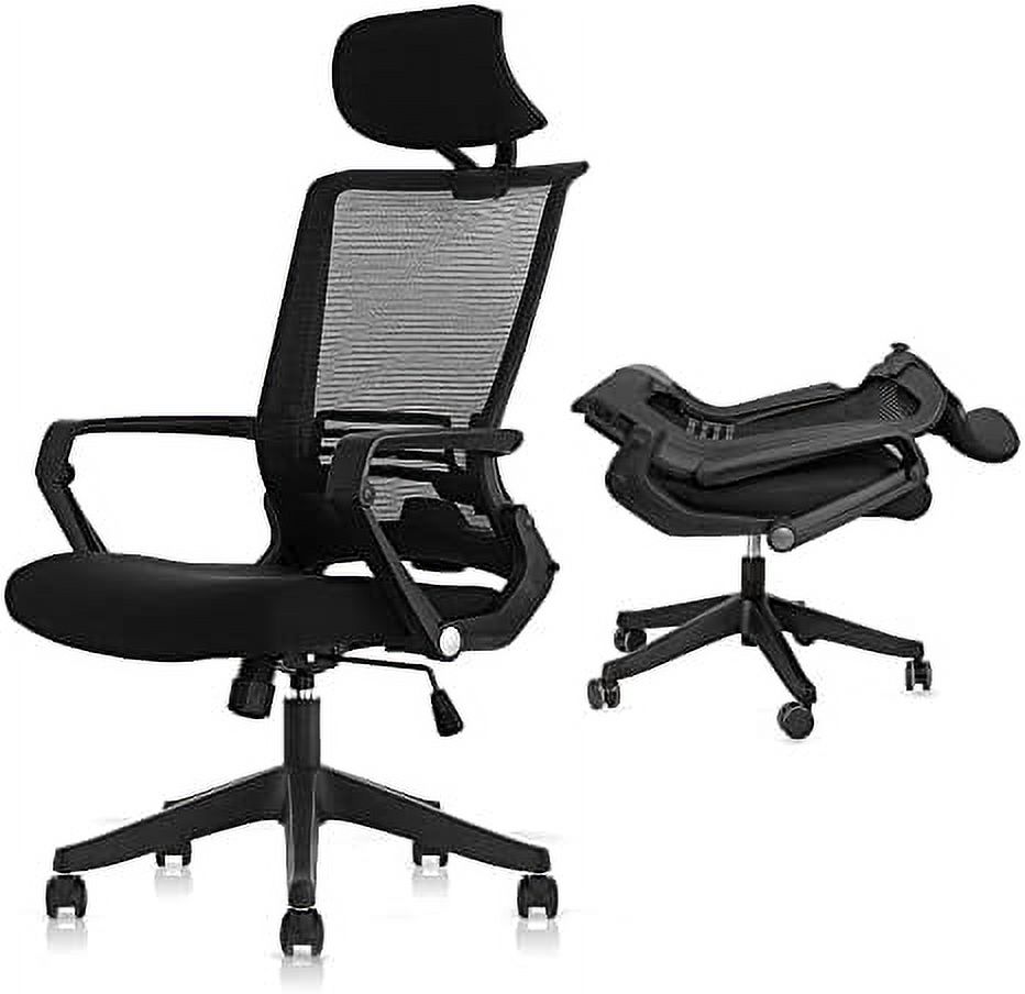 Foldable Ergonomic Office Chair High Back Desk Chair with Footrest Mesh Back Computer Chair with