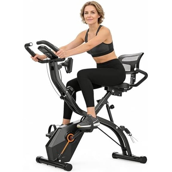Foldable Exercise Bike for Home, Stationary Bikes for Seniors with Ergonomic Backrest and Wide Seat Designs, Indoor Quiet Full Bod Workout Bike, 6.6 Pound Flywheel & 300 LBS Capacity Gray