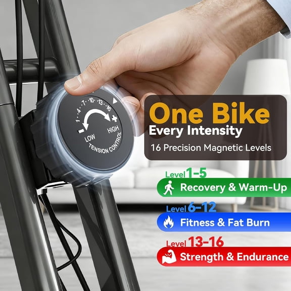 Foldable Exercise Bike for Home, Uright and Recumbent Stationary Bike with Ergonomic Mesh Backrest, Indoor Full Body Quiet Workout Bike, Wide Seat 6.6 Pound Flywheel & 300 LBS Capacity Red