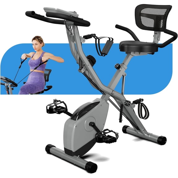 Foldable Exercise Bike Stationary Bikes for Home, 5 IN 1 Indoor Workout Bike, with 16-Level Quiet Magnetic Resistance, 6.6 LBS Flywheel and 330LBS Capacity, 2026 Designed X-Bike X818N