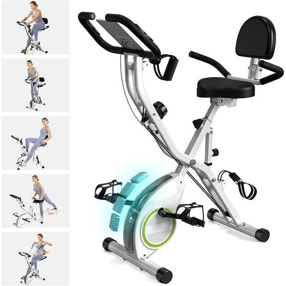 Foldable Exercise Bike Stationary Bikes for Home, 5 IN 1 Indoor Workout Bike, Cycling Bike with 16-Level Quiet Magnetic Resistance, 6.6 LBS Flywheel and 300LBS Capacity, 2025 Designed 817 X-bike