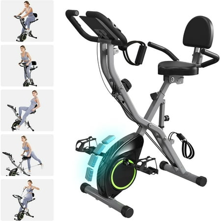 Foldable Exercise Bike Stationary Bikes for Home, 5 IN 1 Indoor Workout Bike, Cycling Bike with 16-Level Quiet Magnetic Resistance, 6.6 LBS Flywheel and 300LBS Capacity, 2024 Designed 817 X-bike