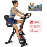 Folding Exercise Bike,10-Level Magnetic Quiet Resistance, 330LBS Capacity, Dprodo Upright Compact Indoor Cycling Bike fo