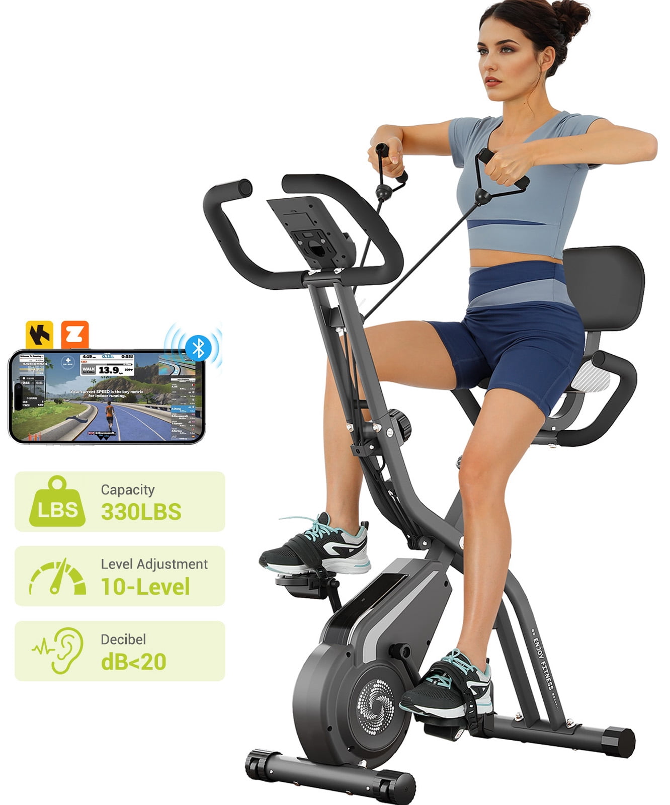 【在庫処分】MidWest Foldable l Exercise Pe Folding Exercise Bike,10-Level Magnetic Quiet Resistance, 330LBS