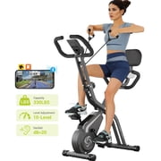 Folding Exercise Bike,10-Level Magnetic Quiet Resistance, 330LBS Capacity, Dprodo Upright Compact Indoor Cycling Bike for Home Workouts Gray