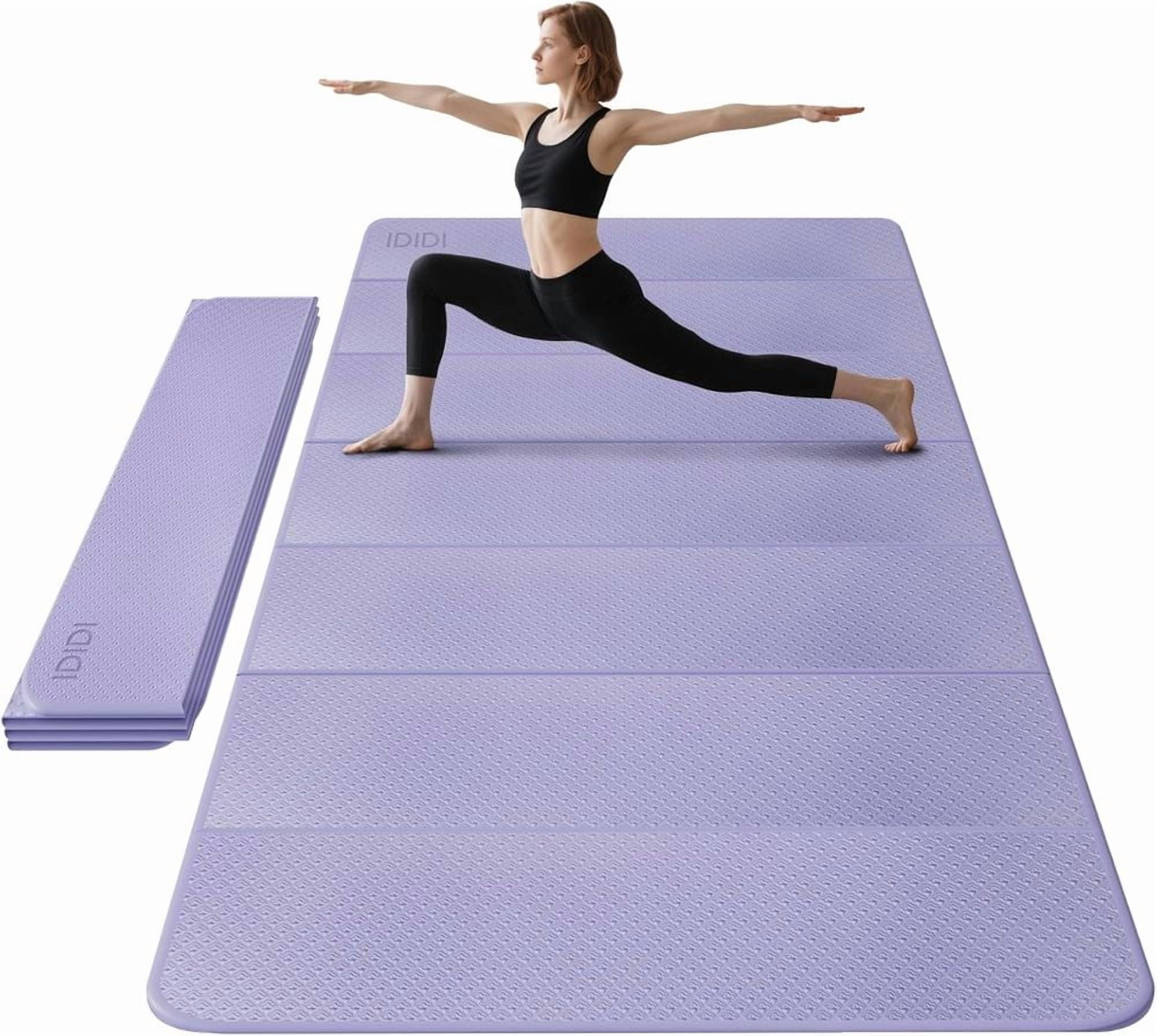 Foldable Extra Thick Large Yoga Mat 74.0 x 47.2 x 0.4 Inch Double Sided Non Slip Portable Workout Mat for Gym