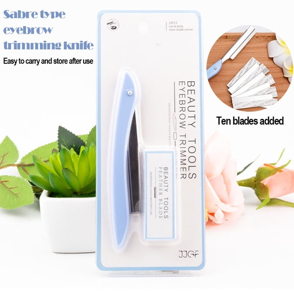 Foldable Eyebrow Shaver - Portable Facial Hair Trimmer, Stainless Steel Blades, Safety Net, Lightweight Design, Precision Eyebrow Razor, Beauty Tools for Women, 1 Piece with 10 Blades