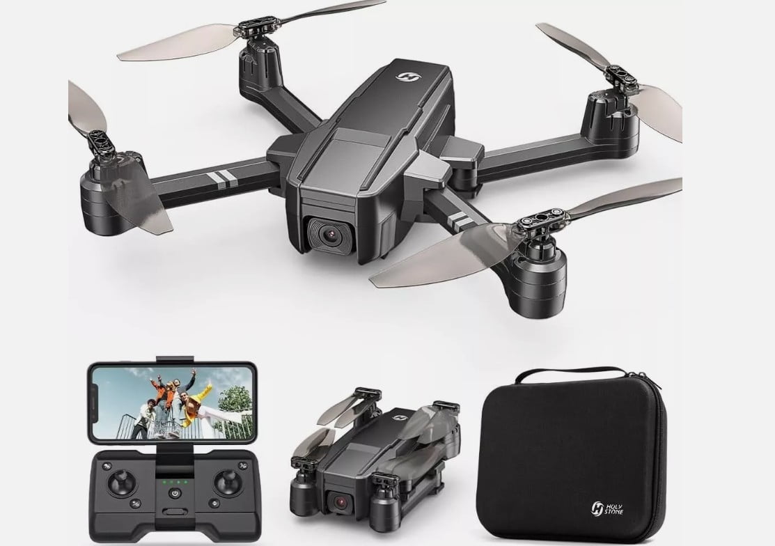 Foldable FPV Drone 1080P WiFi Camera, Long Battery, Auto Hover + Carrying Case