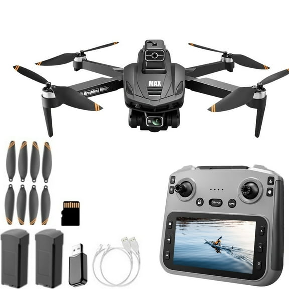 Foldable FPV Drone with 4K Dual Camera, 5G Transmission GPS RC Quadcopter, 4-Way Obstacle Avoidance, Auto Return, Flow Optical Controller, Gesture Control & Follow - 2 Batteries & Case Gift Set