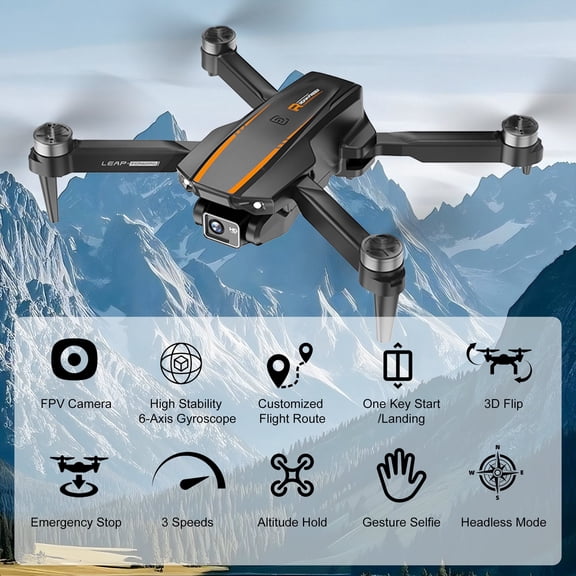 Foldable FPV Drone with Dual Camera, Optical Flow & Altitude Hold, 2.4GHz WiFi Live Video, Brushless Motor, One-Key Takeoff/Landing, VR Goggles 2.4" Display.