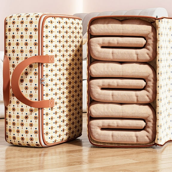 Foldable Fabric Clothing Storage Bags with Zipper & Handle - Travel Moving Organizer Bags for Small Clothes Pillows Quilts, Heavy-Duty Storage Sacks