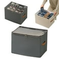 thumbnail image 1 of Foldable Fabric Shoe Organizer with Clear View Cover, Sturdy Handled Storage Box, Beige Closet Space Saver,Grey, 1 of 8