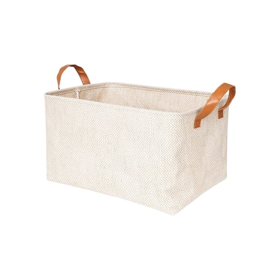 Foldable Fabric Storage Basket, 18.9 x 13 x 10.2 in, Cloth, Open-Top Bin with Carry Handles for Closets and Shelves