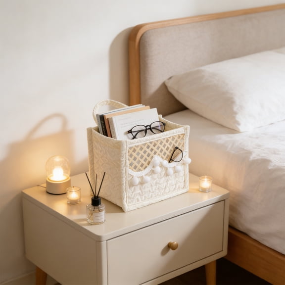 Foldable Fabric Storage Basket | Collapsible Woven Bin for Clothes, Toys & Snacks | Multi-Use Organizer with Handle for Bedroom & Wardrobe