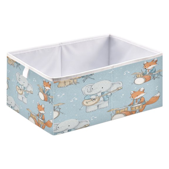 Foldable Fabric Storage Bin Home Cubes Clothing Organizer Bins Large Collapsible Box Basket for Home Organizer Animals Playing Musical Instruments