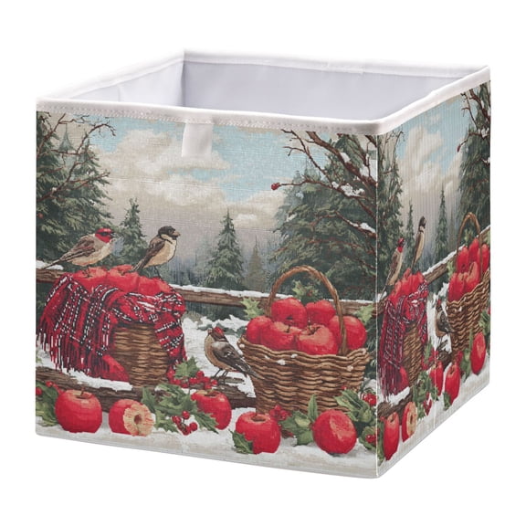 Foldable Fabric Storage Bin Home Cubes Clothing Organizer Bins Large Collapsible Box Basket for Home Organizer Apples and Baskets