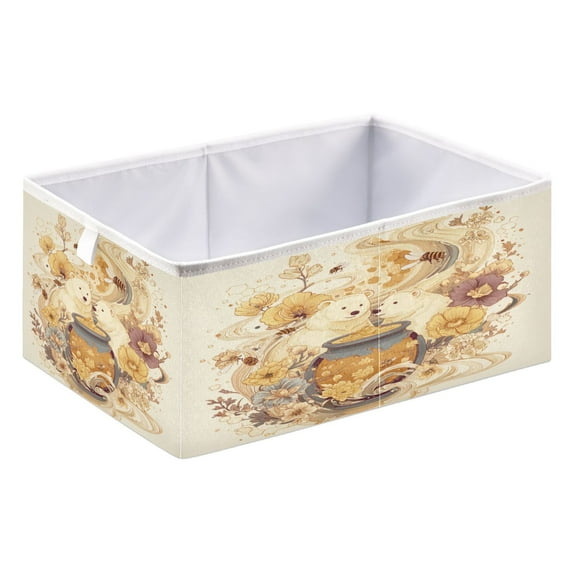 Foldable Fabric Storage Bin Home Cubes Clothing Organizer Bins Large Collapsible Box Basket for Home Organizer Bears Are Eating Honey