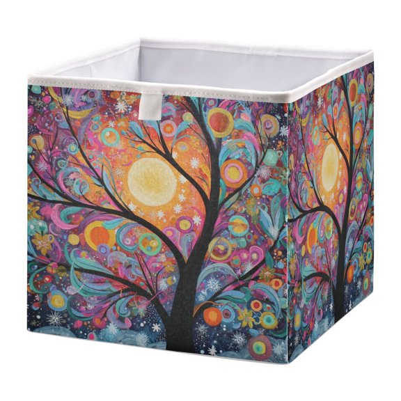 Foldable Fabric Storage Bin Home Cubes Clothing Organizer Bins Large Collapsible Box Basket for Home Organizer Beautiful Abstract Tree Painting