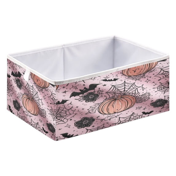 Foldable Fabric Storage Bin Home Cubes Clothing Organizer Bins Large Collapsible Box Basket for Home Organizer Black Flowers and Spider Web