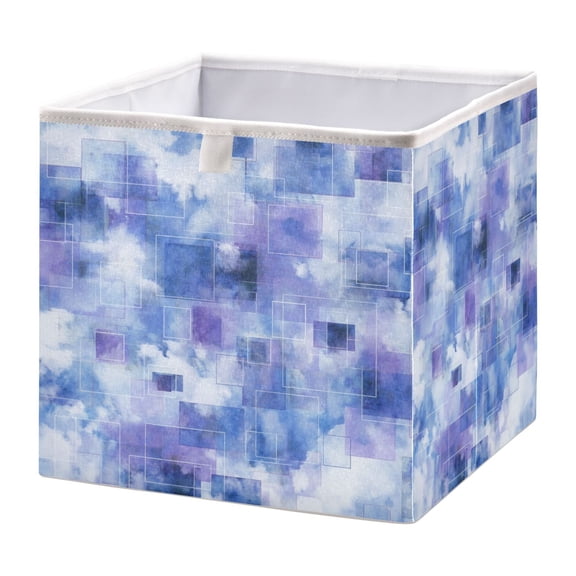 Foldable Fabric Storage Bin Home Cubes Clothing Organizer Bins Large Collapsible Box Basket for Home Organizer Blue Squares and Shapes