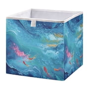 Foldable Fabric Storage Bin Home Cubes Clothing Organizer Bins Large Collapsible Box Basket for Home Organizer Blue Vortex