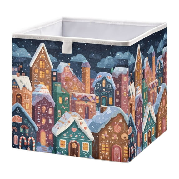 Foldable Fabric Storage Bin Home Cubes Clothing Organizer Bins Large Collapsible Box Basket for Home Organizer Cartoon Colorful House