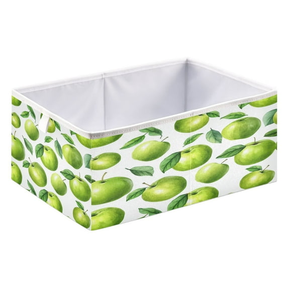 Foldable Fabric Storage Bin Home Cubes Clothing Organizer Bins Large Collapsible Box Basket for Home Organizer Cartoon Green Apples Pattern