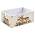 thumbnail image 1 of Foldable Fabric Storage Bin Home Cubes Clothing Organizer Bins Large Collapsible Box Basket for Home Organizer Christmas Deer with Greenery, 1 of 7