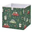 thumbnail image 1 of Foldable Fabric Storage Bin Home Cubes Clothing Organizer Bins Large Collapsible Box Basket for Home Organizer Christmas Penguins and Cars Pattern, 1 of 7