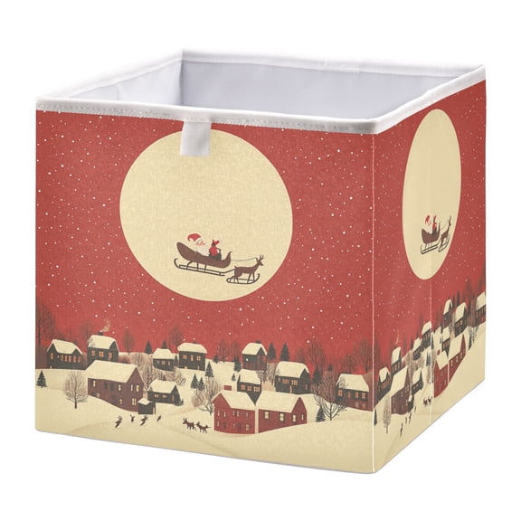 Foldable Fabric Storage Bin Home Cubes Clothing Organizer Bins Large Collapsible Box Basket for Home Organizer Christmas-themed Vibe