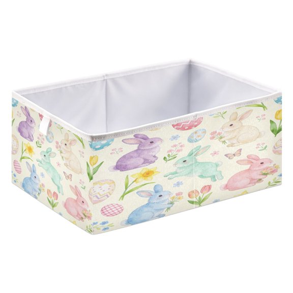 Foldable Fabric Storage Bin Home Cubes Clothing Organizer Bins Large Collapsible Box Basket for Home Organizer Colorful Easter Bunny Pattern