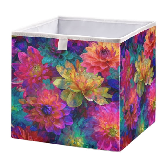 Foldable Fabric Storage Bin Home Cubes Clothing Organizer Bins Large Collapsible Box Basket for Home Organizer Colorful and Bright Floral Pattern