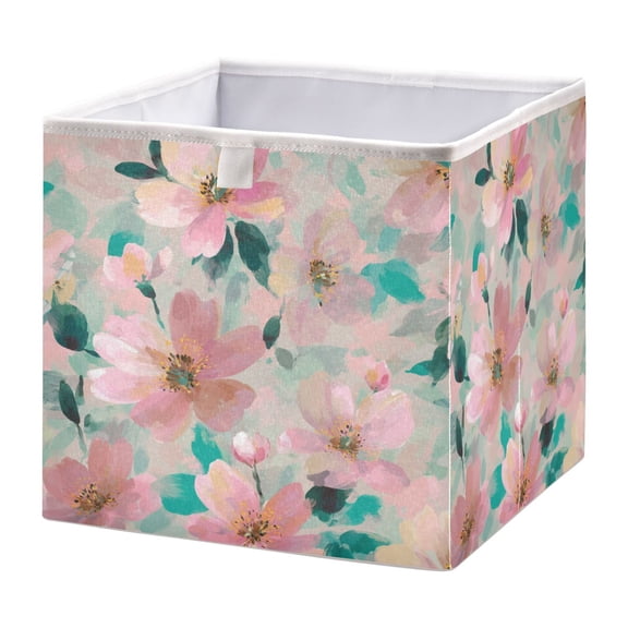 Foldable Fabric Storage Bin Home Cubes Clothing Organizer Bins Large Collapsible Box Basket for Home Organizer Coral Floral Print