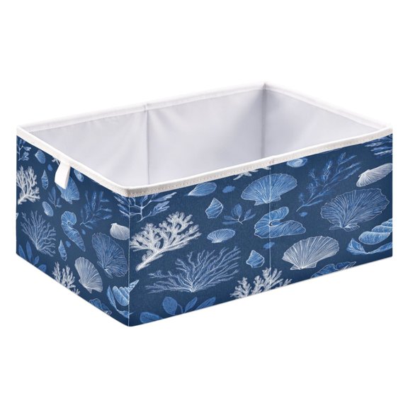 Foldable Fabric Storage Bin Home Cubes Clothing Organizer Bins Large Collapsible Box Basket for Home Organizer Coral Reefs and Seashells Pattern