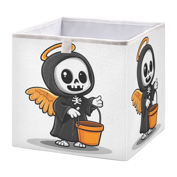 Foldable Fabric Storage Bin Home Cubes Clothing Organizer Bins Large Collapsible Box Basket for Home Organizer Cute Cartoon Skeleton
