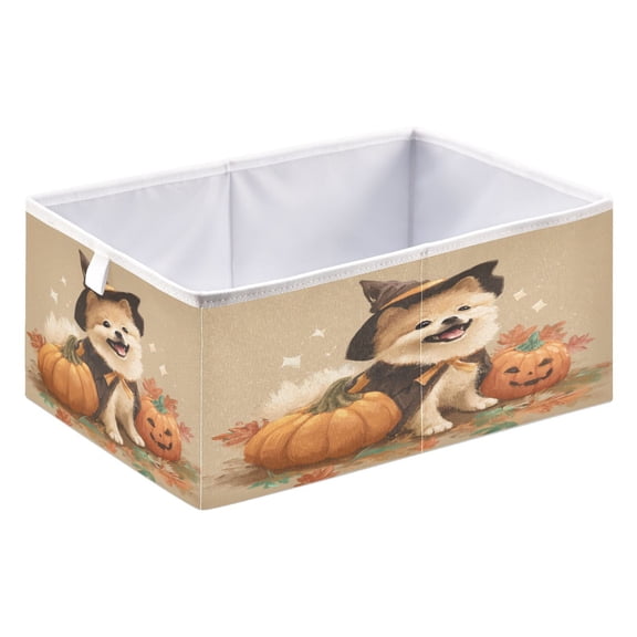 Foldable Fabric Storage Bin Home Cubes Clothing Organizer Bins Large Collapsible Box Basket for Home Organizer Dog Dressed in Halloween Costumes