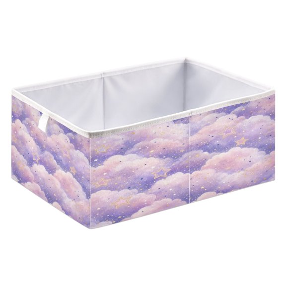 Foldable Fabric Storage Bin Home Cubes Clothing Organizer Bins Large Collapsible Box Basket for Home Organizer Dreamy Purple Cloud Pattern