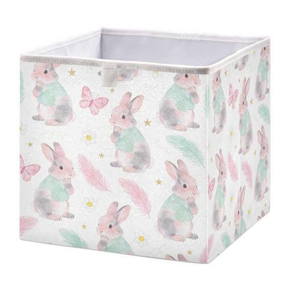 Foldable Fabric Storage Bin Home Cubes Clothing Organizer Bins Large Collapsible Box Basket for Home Organizer Easter Bunnies and Spring Elements