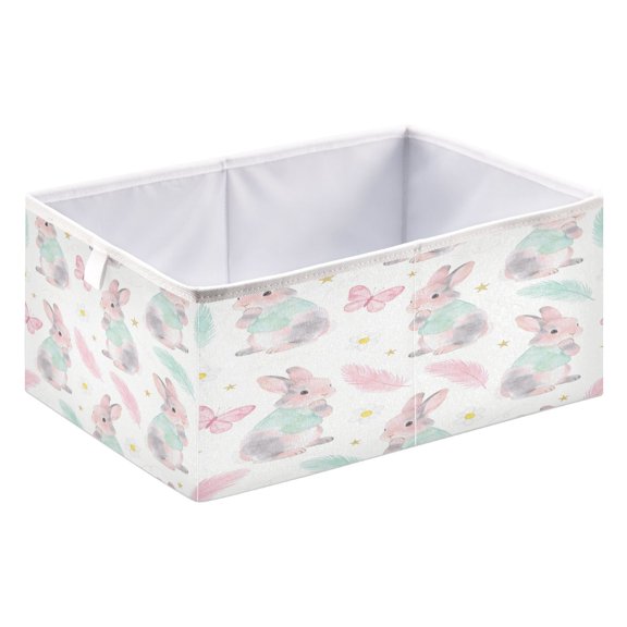 Foldable Fabric Storage Bin Home Cubes Clothing Organizer Bins Large Collapsible Box Basket for Home Organizer Easter Bunnies and Spring Elements