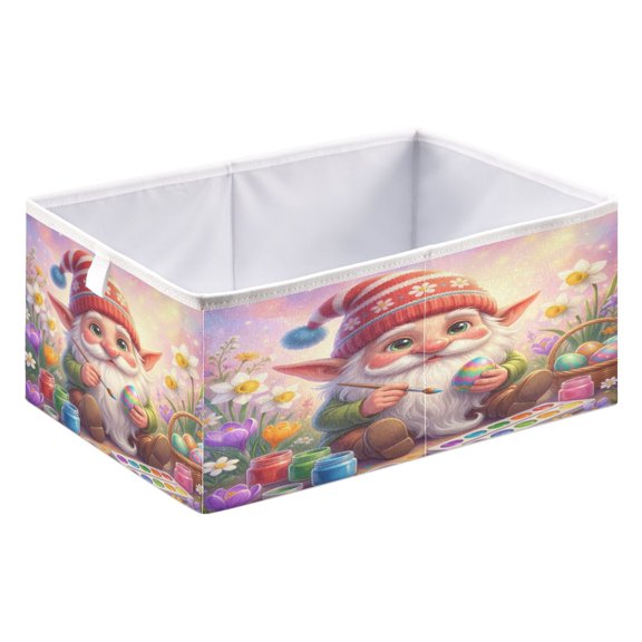 Foldable Fabric Storage Bin Home Cubes Clothing Organizer Bins Large Collapsible Box Basket for Home Organizer Gnome Painting Easter Egg