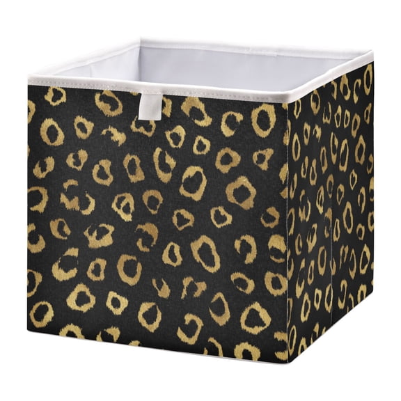 Foldable Fabric Storage Bin Home Cubes Clothing Organizer Bins Large Collapsible Box Basket for Home Organizer Gold Leopard Pattern