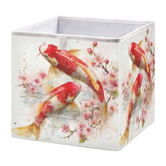 Foldable Fabric Storage Bin Home Cubes Clothing Organizer Bins Large Collapsible Box Basket for Home Organizer Golden Carp