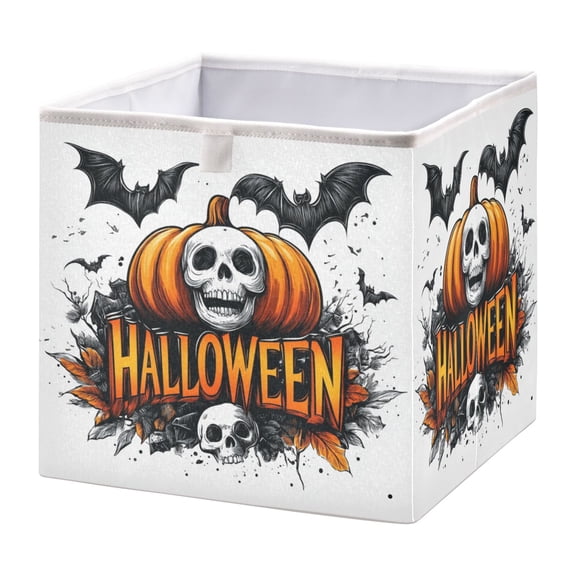 Foldable Fabric Storage Bin Home Cubes Clothing Organizer Bins Large Collapsible Box Basket for Home Organizer Halloween Elements Logo