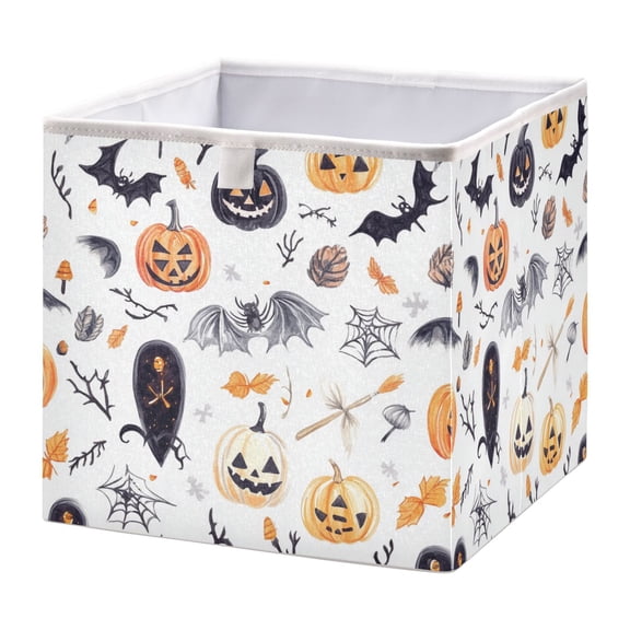 Foldable Fabric Storage Bin Home Cubes Clothing Organizer Bins Large Collapsible Box Basket for Home Organizer Halloween Elements Pattern